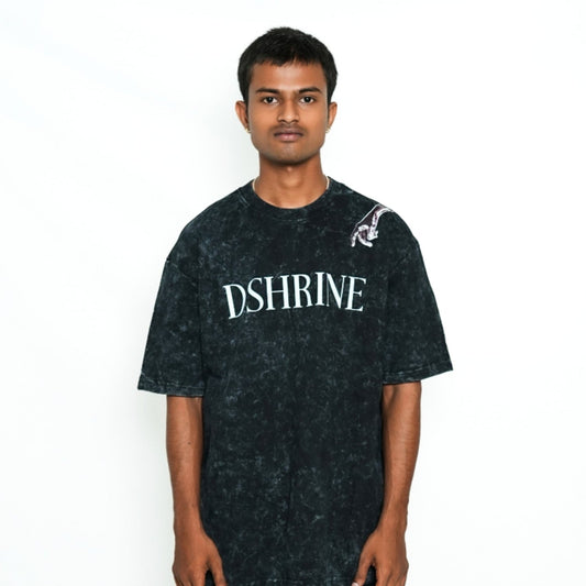 Premium DSHRINE unisex oversized T-shirt (black acid wash)